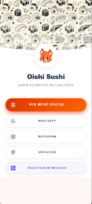 Página de enlaces de Oishi Sushi
