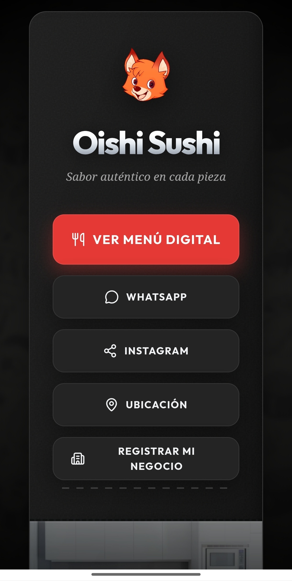 Menú digital en el celular del cliente